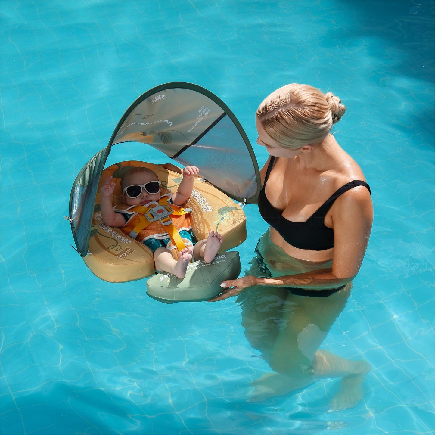 Mambobaby Swim Float with Canopy Pumpkin