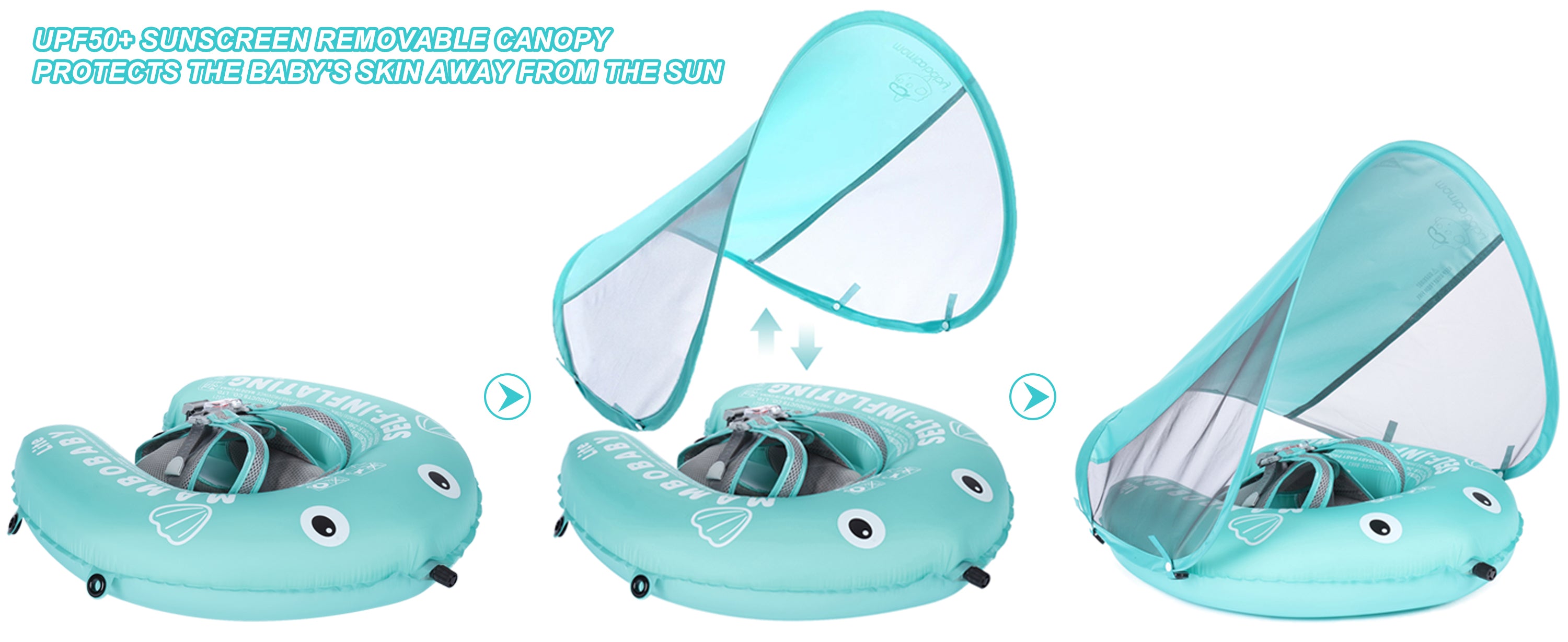 Mambobaby swim float canopy shade detail
