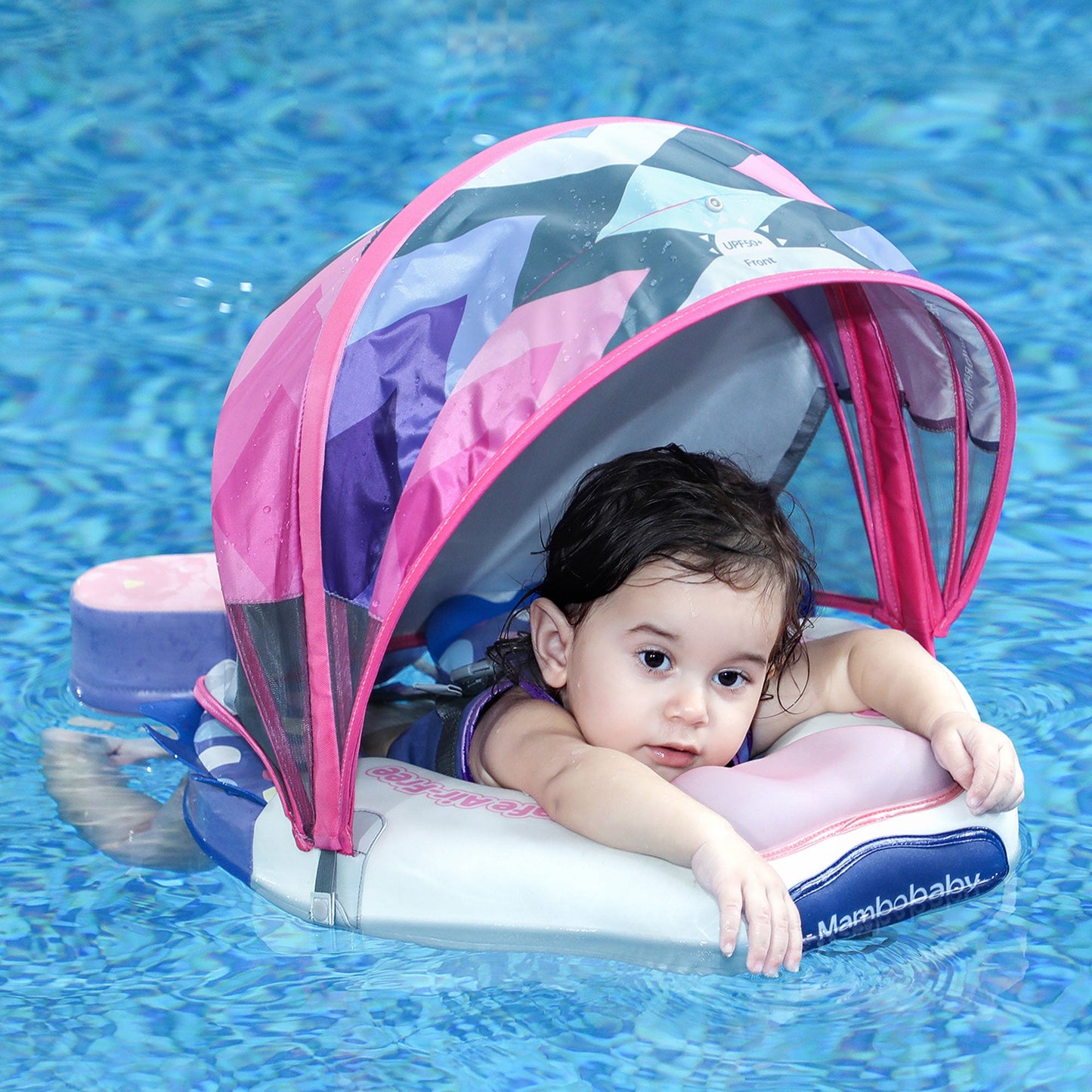 Mambobaby Baby Pool Swimming Float with Canopy Colorfish