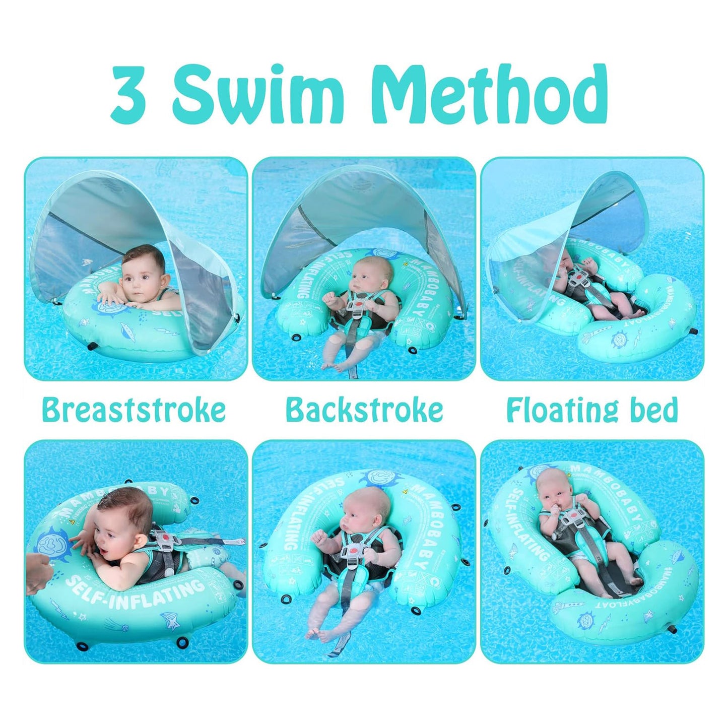 Mambobaby Self-Inflating Floating Bed with Canopy