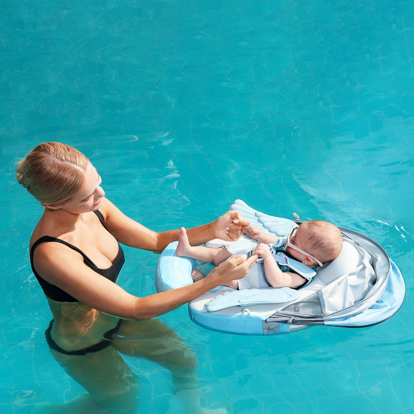 Mambobaby Angel Swimming Ring with Sun Canopy