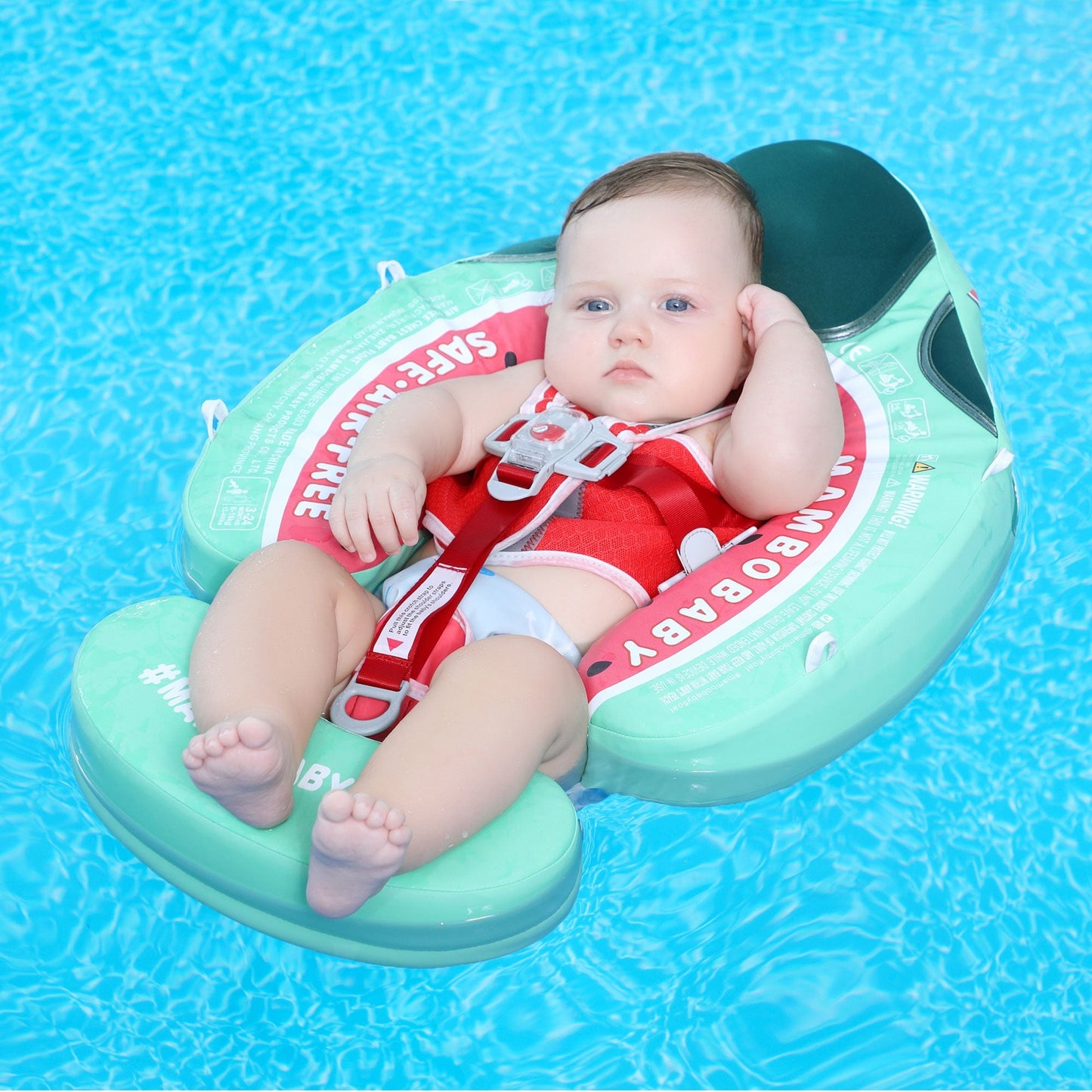 Mambobaby Swimming Ring with Sun Canopy Watermelon Green