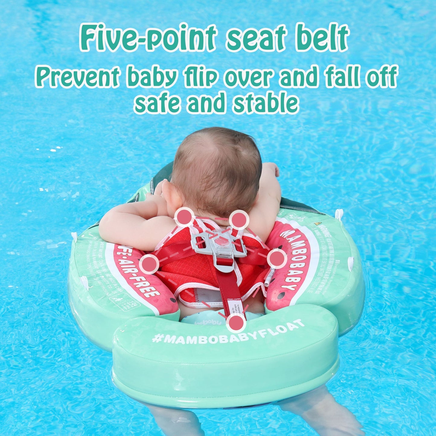 Mambobaby Swimming Ring with Sun Canopy Watermelon Green