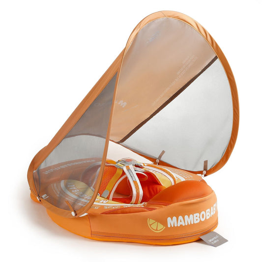 Mambobaby Swimming Ring with Sun Canopy Tangerine