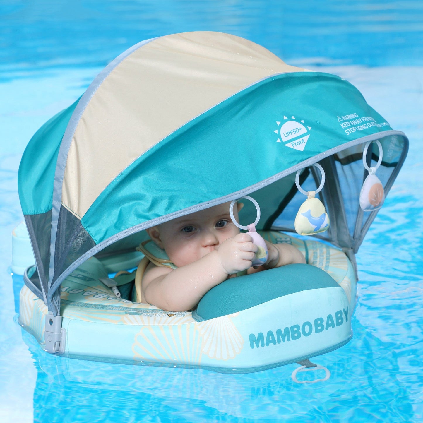 Mambobaby Float Seashell with Canopy Non-Inflatable Waist Swim Ring for Toddlers