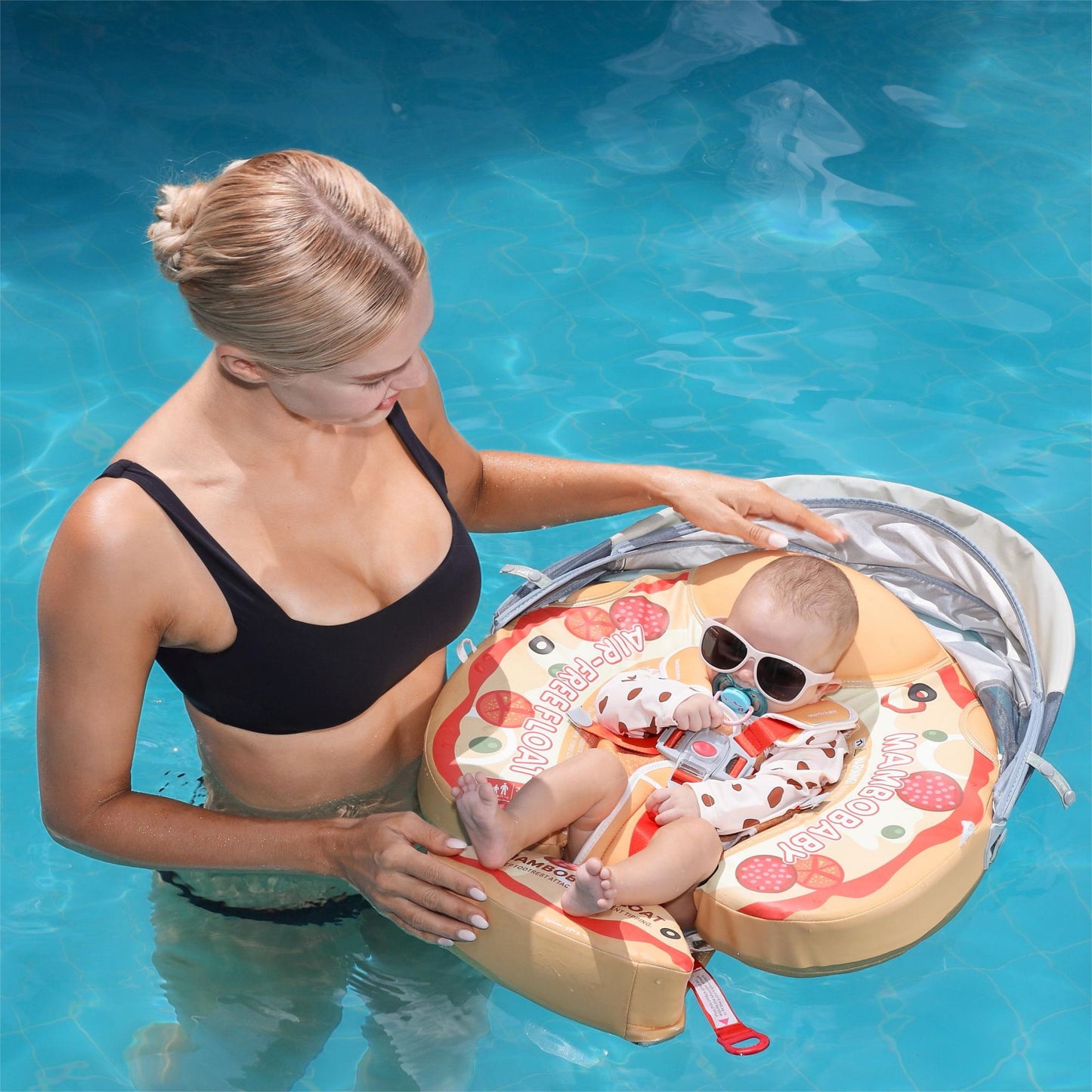 Mambobaby Swim Float with Canopy for Infants Pizza