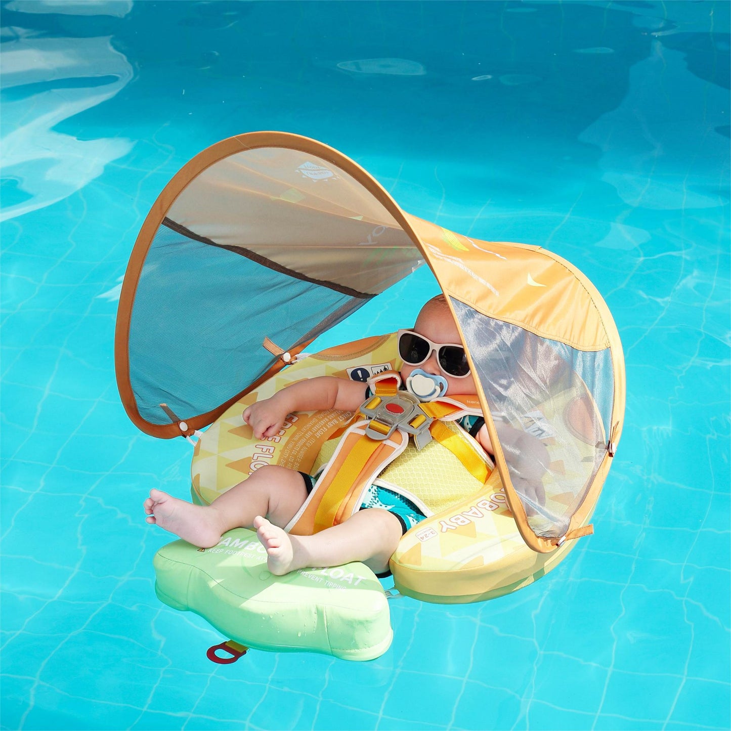 Mambobaby Swim Float with Canopy for Infants Pineapple